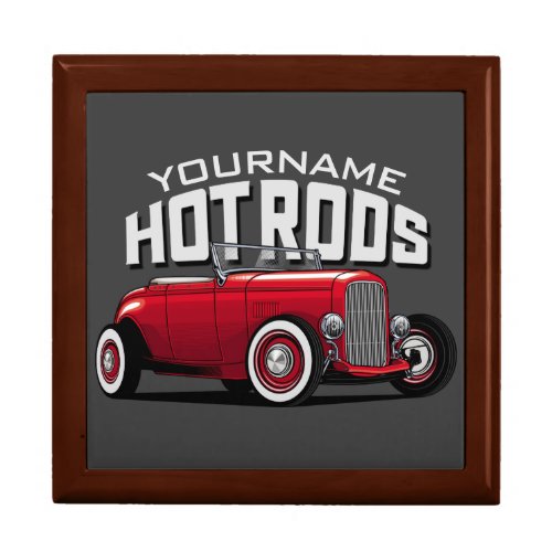 Personalized Red Roadster Vintage Hot Rod Shop  Gift Box