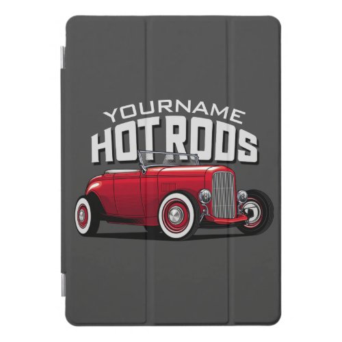 Personalized Red Roadster Vintage Hot Rod Shop  iPad Pro Cover
