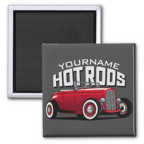 Personalized Red Roadster Vintage Hot Rod Shop  Magnet