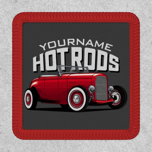 Personalized Red Roadster Vintage Hot Rod Shop  Patch