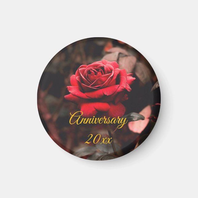 Personalized Red Rose Bloom Unique Keepsake Gift Magnet (Front)