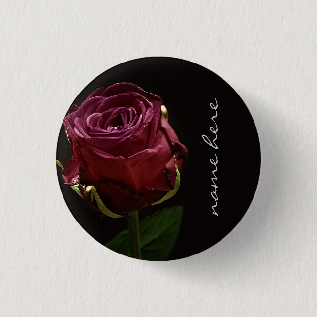 Personalized Red Rose   Button (Front)