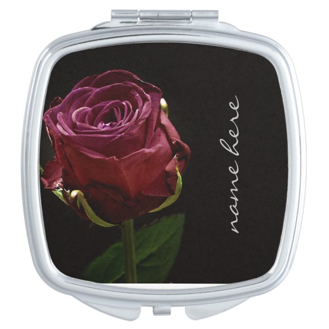 Personalized Red Rose Compact Mirror (Front)