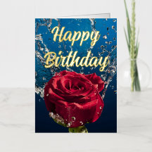 Personalized Red Rose Elegant Birthday Wish