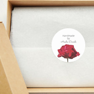 Personalized Red Rose Handmade by Craft Classic R Round Sticker