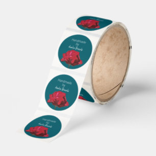 Personalized Red Rose Handmade by Craft Classic Round Sticker