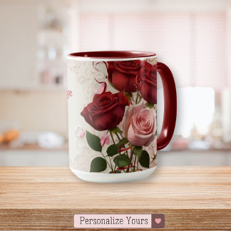 Personalized Red Rose Mug