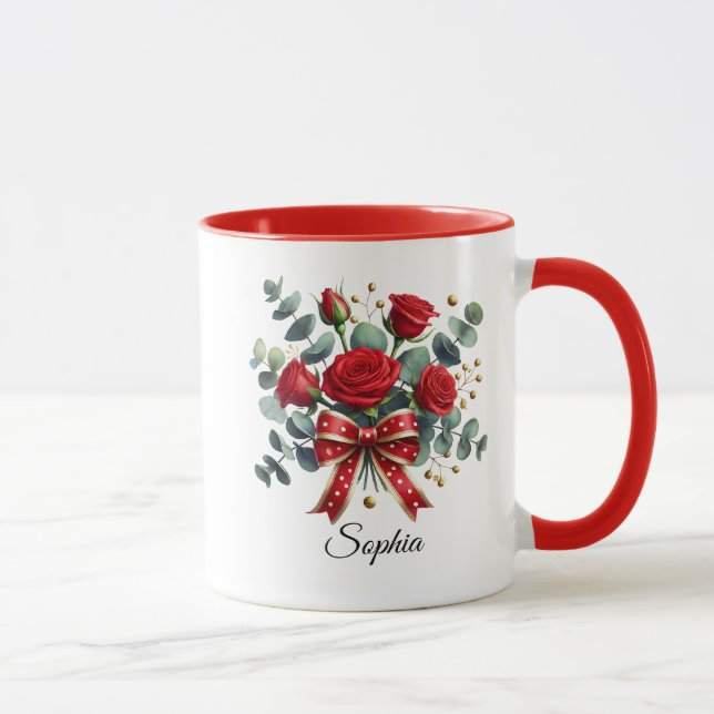 Personalized Red Rose Name Mug Gift (Right)