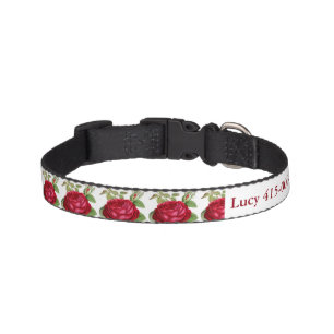 Personalized Red Rose  Pet Collar