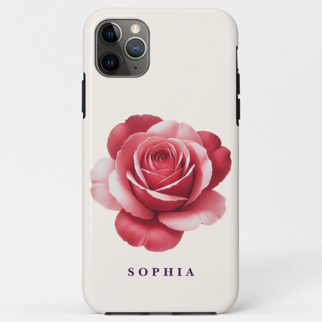 Personalized Red Rose Phone Case Elegant Romantic  (Back)