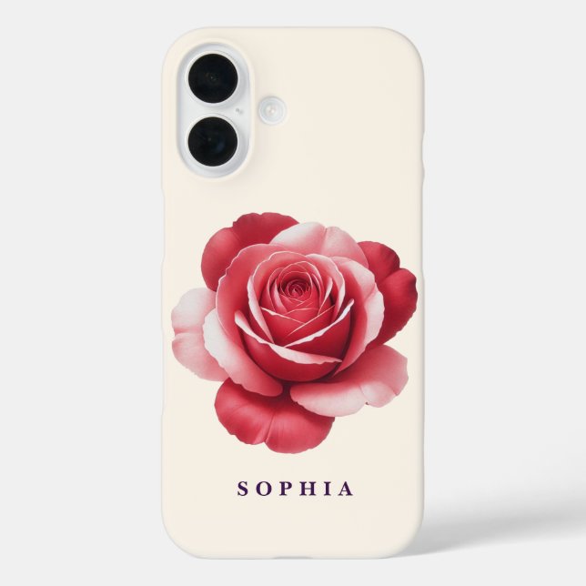 Personalized Red Rose Phone Case Elegant Romantic  (Back)