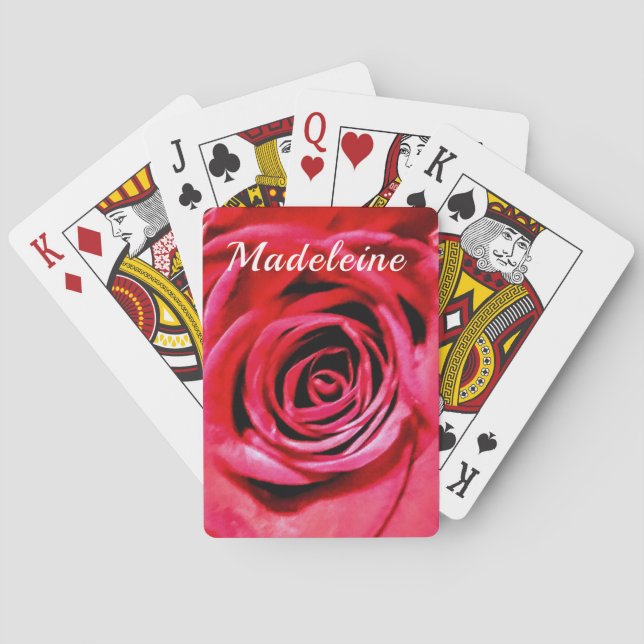 Personalized Red Rose Poker Cards (Back)