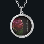 Personalized Red Rose  Silver Plated Necklace<br><div class="desc">Necklace designed with Red Rose and a Personalization option.</div>