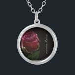 Personalized Red Rose  Silver Plated Necklace<br><div class="desc">Necklace designed with Red Rose and a Personalization option.</div>