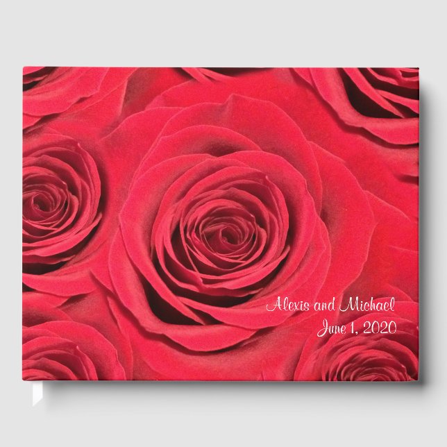 Personalized Red Rose Wedding guest book (Front)