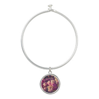 Personalized red roses  bangle bracelet