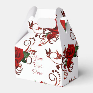 Personalized Red Roses Pattern Favor Box
