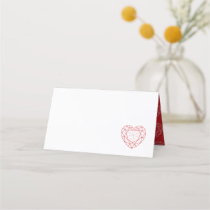 Personalized red ruby heart place guest place card