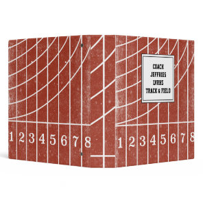 Personalized Red Running Track 3-Ring Binder