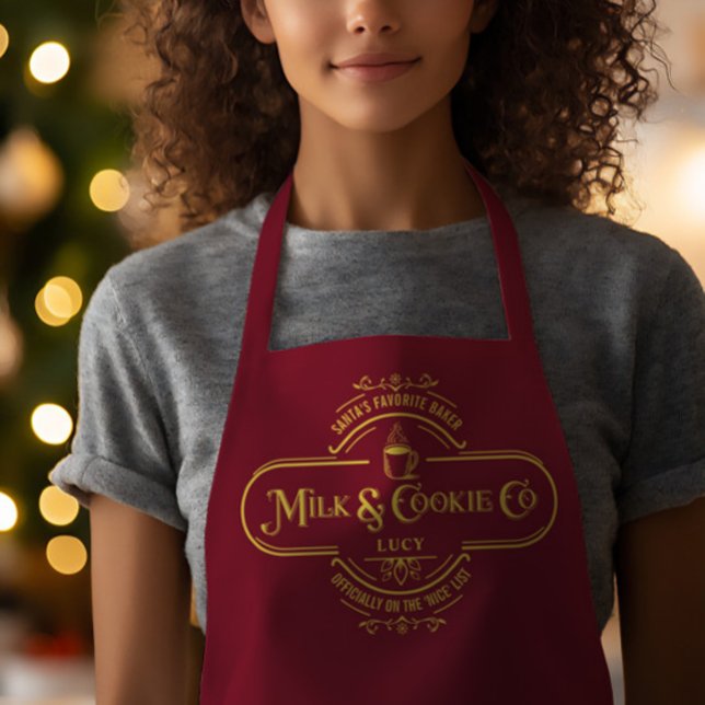 Personalized Red Script Funny Christmas Apron (Personalized Red Script Funny Christmas Apron)