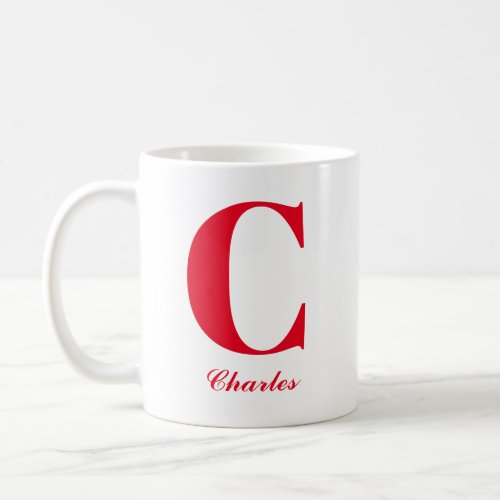 Personalized Red Script Initial and Name Mug