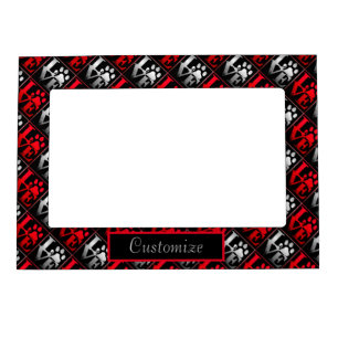 Personalized Red & Silver Love Paws Pattern Magnetic Frame