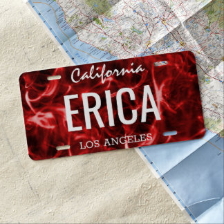Personalized Red Smoked License Plate
