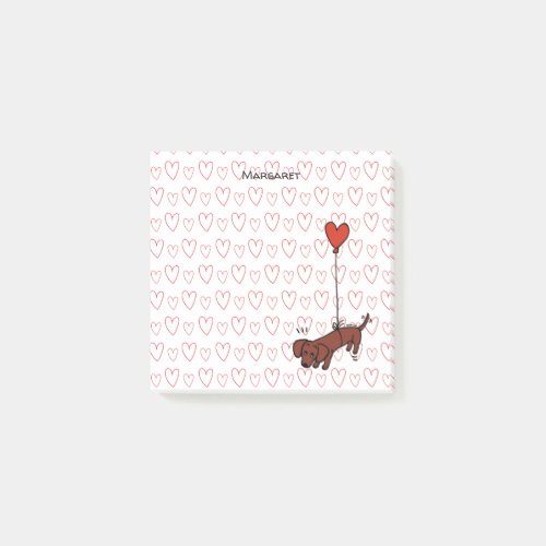 Personalized Red Smooth Dachshund Heart Balloon Post_it Notes