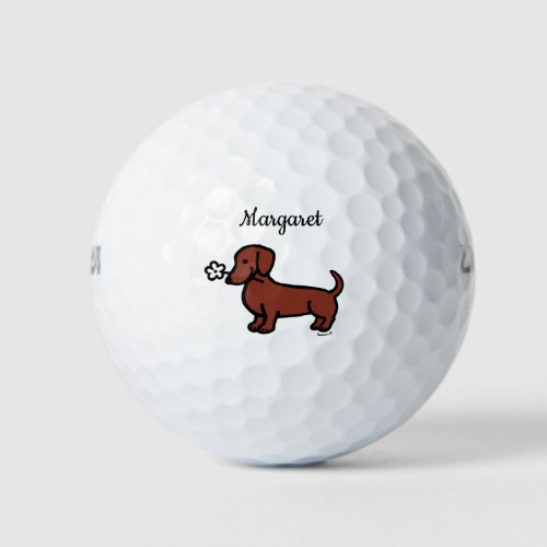 Personalized Red Smooth Dachshund Tiny flower Golf Balls