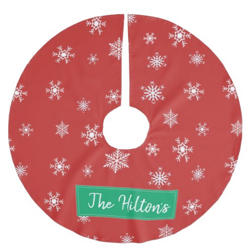 Personalized Red Snowflake Christmas Skirt Brushed Polyester Tree Skirt