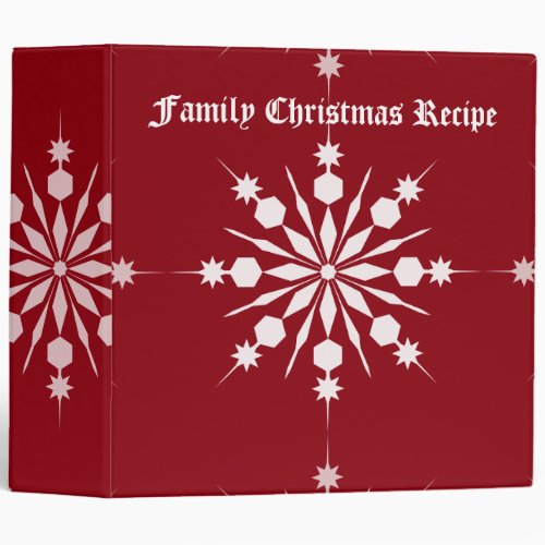 Personalized Red Snowflake Family Christmas Recipe Binder