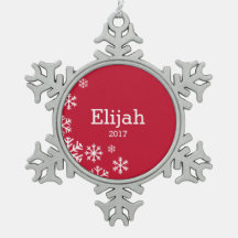 Personalized Red Snowflake Ornament