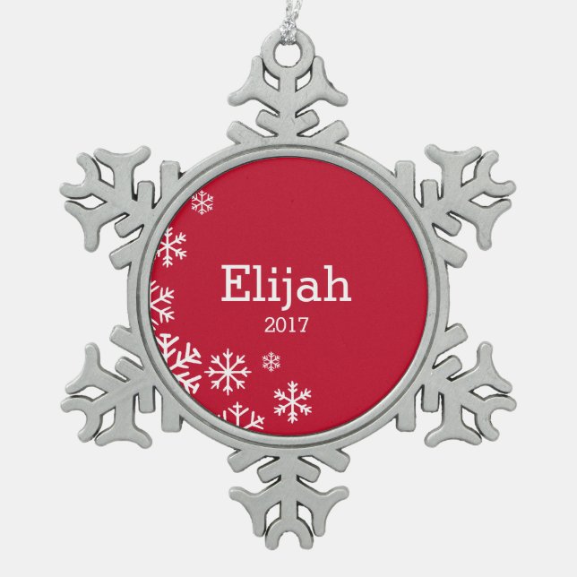 Personalized Red Snowflake Ornament (Front)