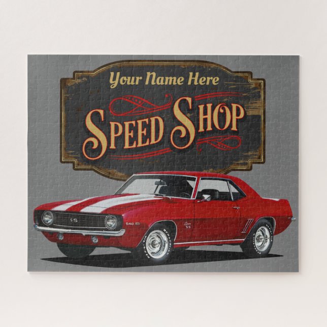 Personalized Red Speed Shop Jigsaw Puzzle (Horizontal)