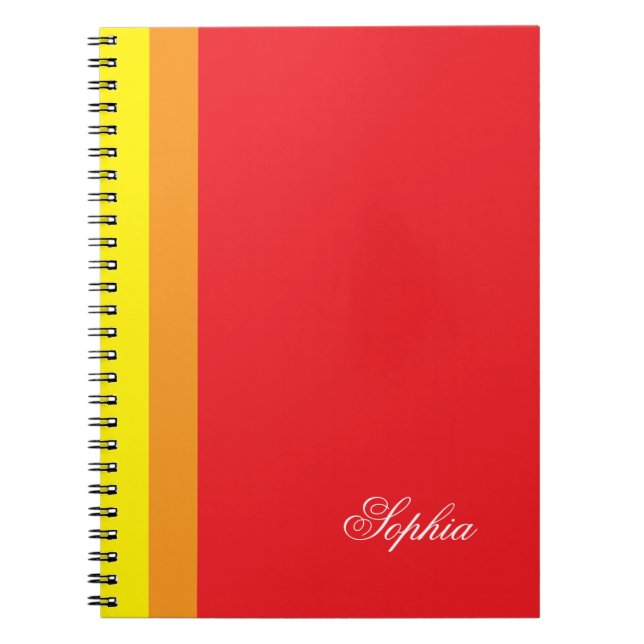 Personalized Red Spiral Notebook Journal for kids  (Front)
