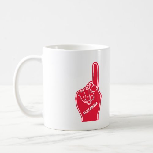Personalized Red Sports Foam Finger Coffee Mug