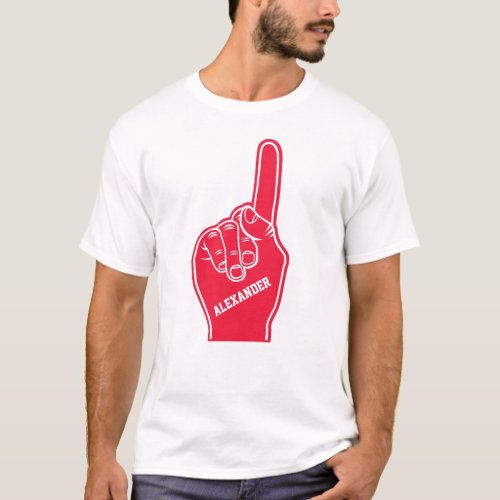 Personalized Red Sports Foam Finger T_Shirt