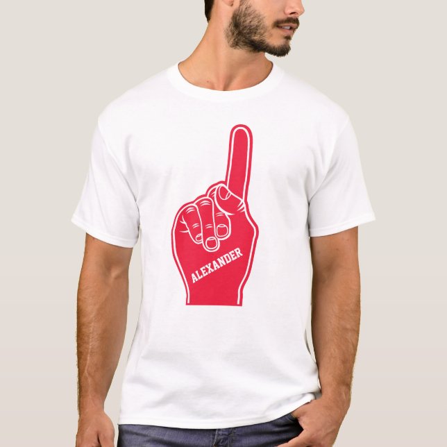Personalized Red Sports Foam Finger T-Shirt (Front)