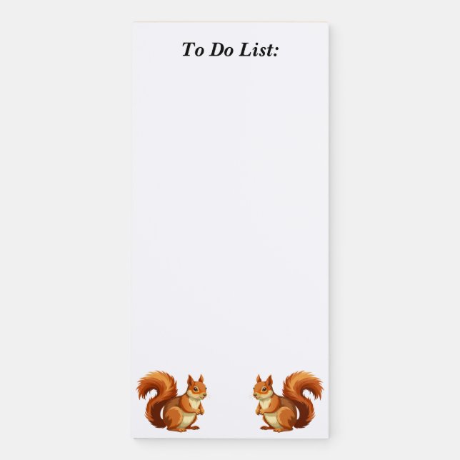 Personalized Red Squirrel To Do List Magnetic Notepad (Front)