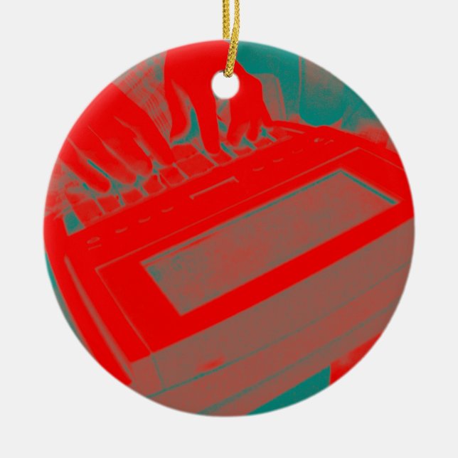 Personalized Red Steno Court Reporter Ceramic Ornament (Front)