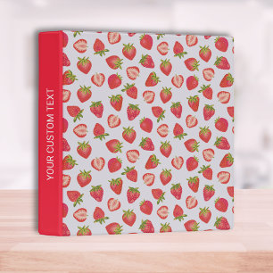 Personalized Red Strawberry 3 ring binder