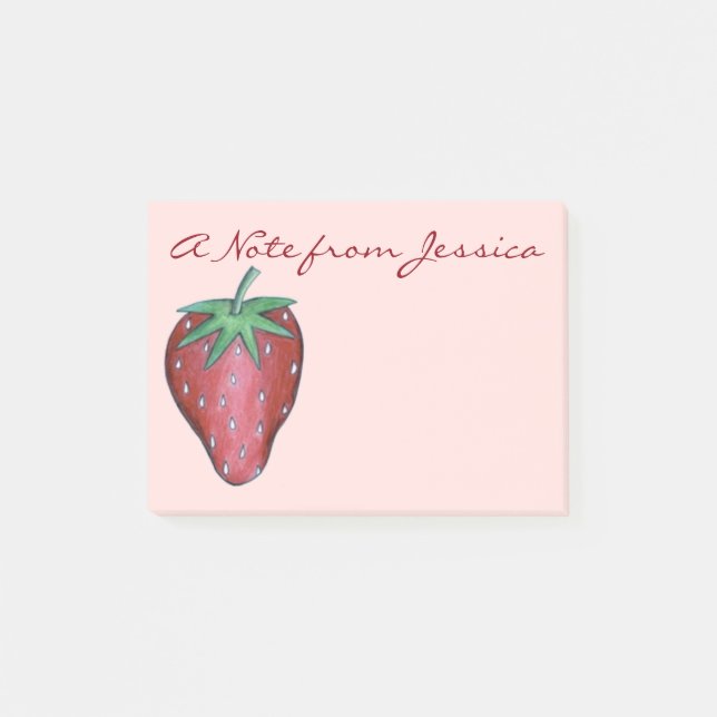 Personalized Red Strawberry Fruit Berry Post Its Post-it Notes (Front)