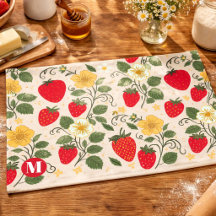 Personalized Red Strawberry Garden Fruit Tea Towel