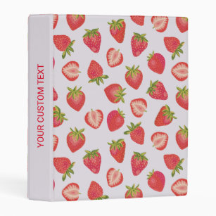Personalized Red Strawberry Pattern Mini Binder