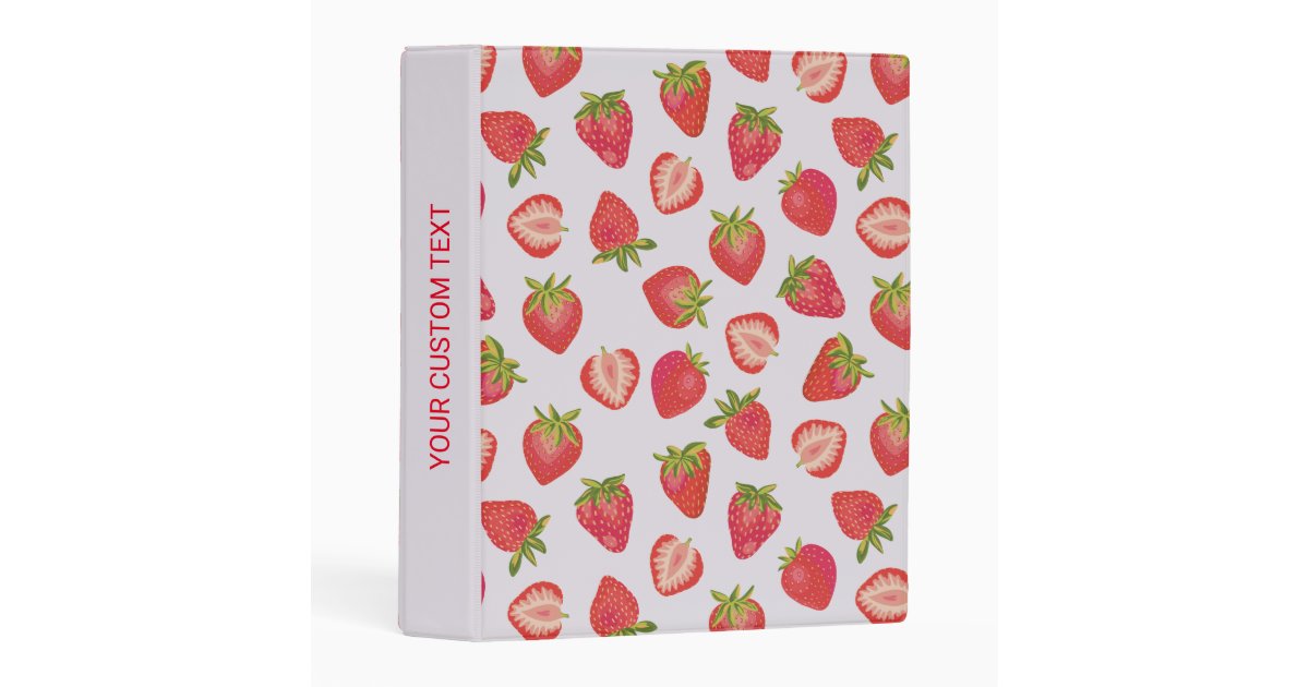 Personalized Red Strawberry Pattern Mini Binder | Zazzle