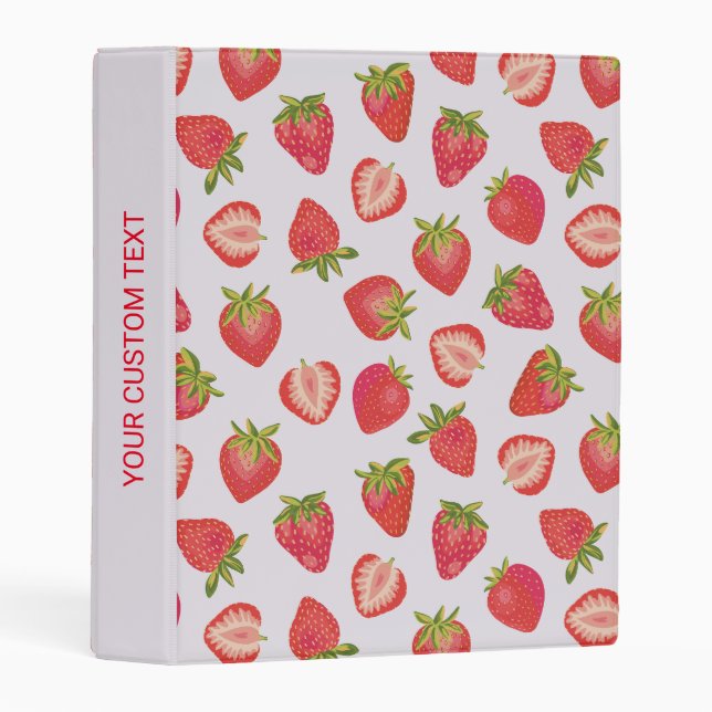 Personalized Red Strawberry Pattern Mini Binder (Front/Spine)