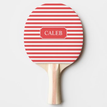 Personalized Red Stripe Ping Pong Paddle by SAGiftsandDesign at Zazzle