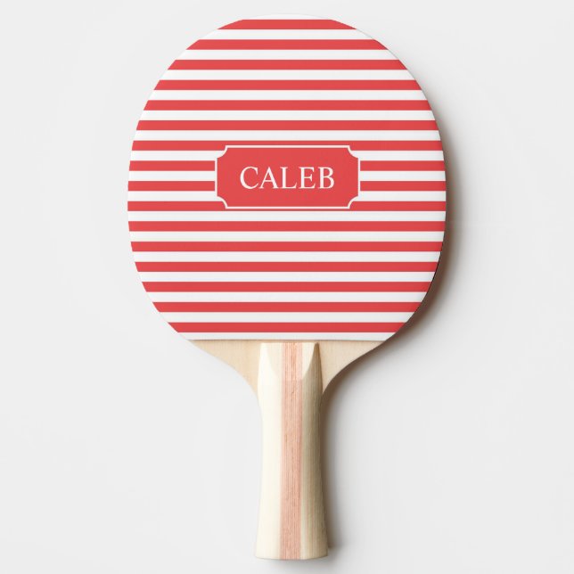 Personalized Red Stripe Ping Pong Paddle (Front)