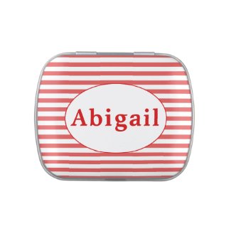 Personalized Red Striped Jelly Belly Tin