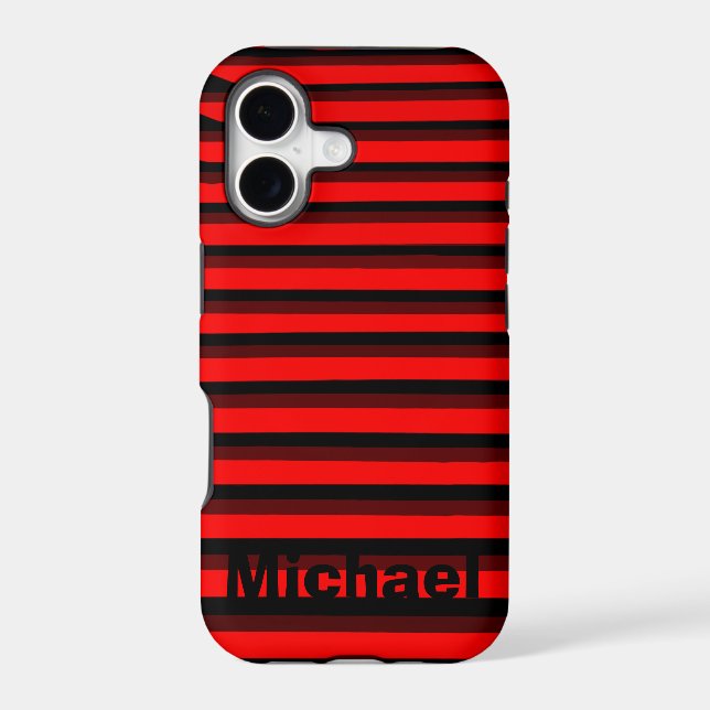 Personalized Red Striped Pattern Iphone Case (Back)